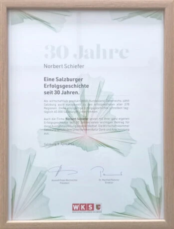 Seit 30 Jahren Kammermitglied Urkunde